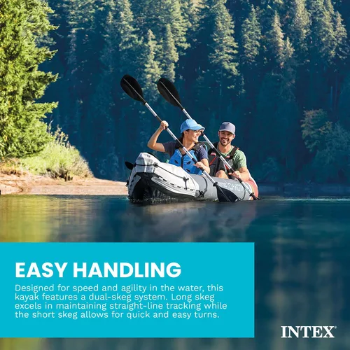 Vista 7 de INTEX Juego de kayak inflable para 2 personas, Dakota K2 con remos de 86 pulgadas y bomba
