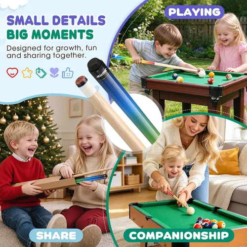 Vista 5 de Kids Short Pool Cue Set of 1/2,Canadian Maple Cue Sticks