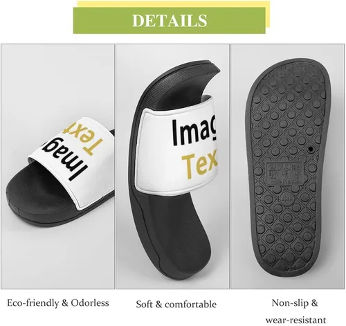 Vista 3 de Generic Pantuflas personalizadas con foto y texto, sandalias cómodas para baño, ducha, sandalias informales, sandalias personalizadas para hombres
