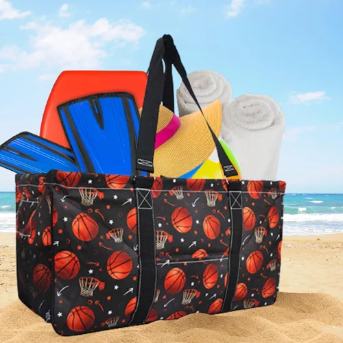 Vista 142 de NGIL Bolsa de comestibles reutilizable extra grande plegable de gran tamaño para comestibles, almacenamiento, picnic, playa, Estampado