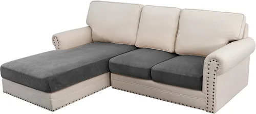 Vista 199 de H.VERSAILTEX Funda de cojín elástica de terciopelo para sofá, funda de cojín de felpa para cojines de silla, protector de muebles, cojín de asiento