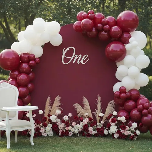 Vista 7 de RUBFAC Globos burdeos, 87 piezas de diferentes tamaños de 18, 12, 10, 5 pulgadas, kit de arco de globos de látex granate, guirnalda para cumpleaños