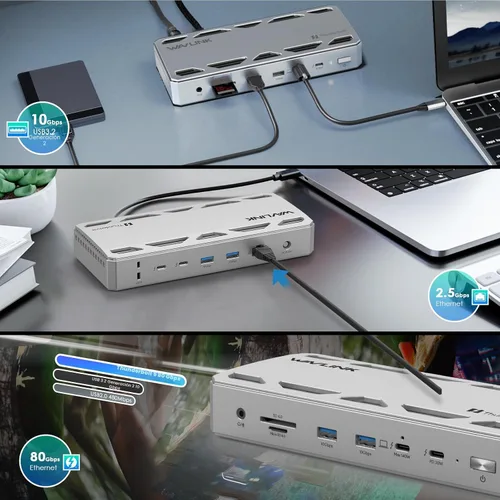 Vista 7 de WAVLINK Thunderbolt 5 Dock, Intel Certified TB5 Docking Station, 120Gbps