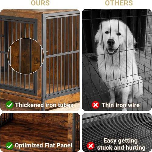 Vista 3 de Rovibek Mueble apilable para perrera de 86 pulgadas con divisor extraíble y 3 puertas, muebles de jaula doble para 2 perros, muebles esquineros
