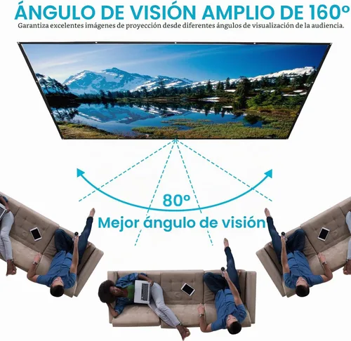 Vista 6 de KAMUNING Pantalla de proyector ALR gris de 120 pulgadas, pantalla de proyector de película 4K, mini pantalla de cine en casa HD 16:9, adecuada