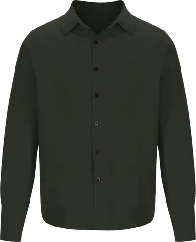 Vista 3 de Camisetas para hombre, estilo casual, con botones, de manga larga, color sólido, para vestir muscular, a la moda, para el trabajo, fitness, ropa