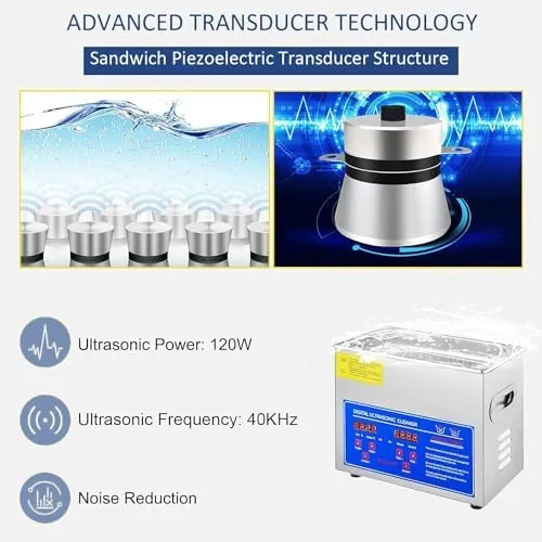 Vista 4 de Professional 10L Ultrasonic Cleaner with Timer and Heater, Heavy-Duty Stainless Steel Cleaning Machine for Jewelry and Metal Parts, Home and