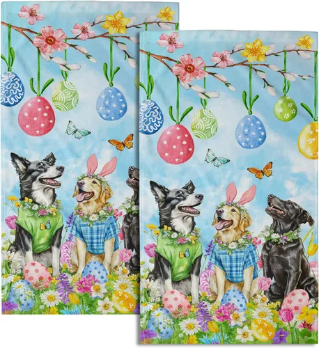 Vista 9 de Giwawa Juego de 2 toallas de mano vintage con diseño de oso y ciervo, diseño de alce y árbol, toalla de cara súper suave para baño, cocina, hombre