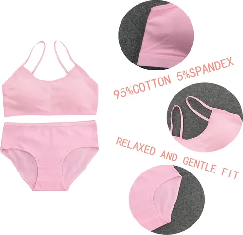 Vista 3 de Conjunto de ropa interior para niñas, sujetadores de entrenamiento para niñas con brasier de entrenamiento para niñas hipster, conjunto de bralette