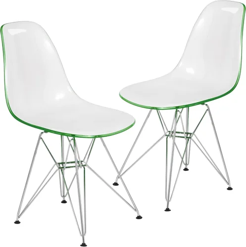 Vista 15 de LeisureMod Cresco - Comedor acrílico, base Eiffel cromada moderna y diseño de respaldo curvo, silla auxiliar ergonómica y ligera para el hogar