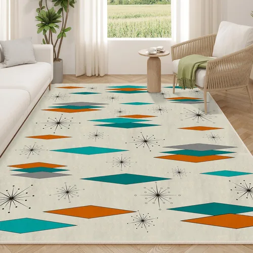 Vista 19 de Alfombra Floral Boho 2x3, Alfombra de Entrada Interior con Flores Coloridas Antideslizante Alfombra Pequeña para Área de Entrada Cocina Baño