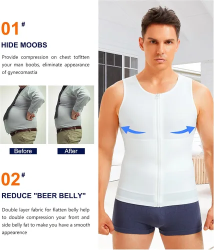 Vista 4 de Wonderience Camisetas de compresión para hombre, camiseta sin mangas con cremallera