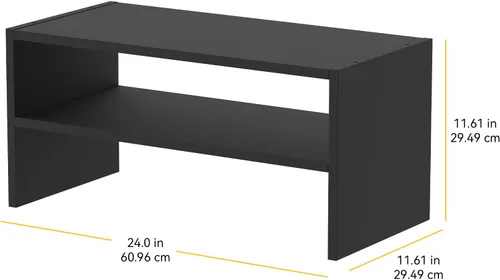 Vista 3 de Whitmor Zapatero de madera, estante de almacenamiento apilable, 24 pulgadas Negro