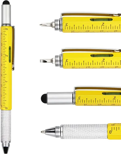 Vista 11 de DUNBONG Bolígrafo de metal multiherramienta 6 en 1, con destornillador, tinta negra, lápiz capacitivo, nivel y regla, 1 unidad (negro)