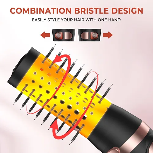Vista 14 de Cepillo de soplado 2 en 1, cepillo de aire caliente de 1200 W y voluminizador con 2 accesorios, cepillo secador de pelo ligero para secado rápido