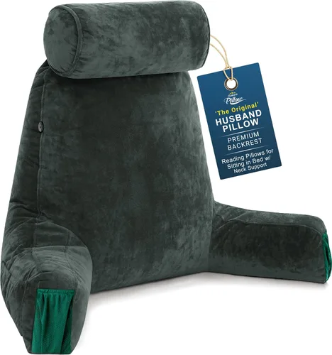 Vista 56 de Almohada Husband Mediana Negra, Respaldo para Niños, Adolescentes, Adultos Pequeños – Almohada de Lectura con Brazos, Altura Ajustable, Espuma