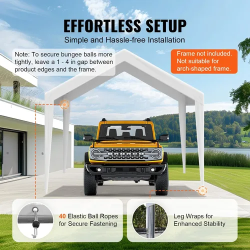 Vista 94 de VEVOR Cobertizo Tienda de Almacenamiento Exterior Portátil Resistente de 6 x 8 x 7 pies, Refugio de Cochera Garaje Impermeable con Puerta Enrollable