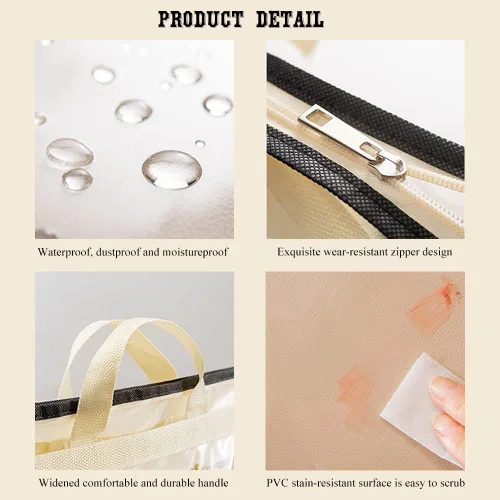 Vista 3 de fazhongfa 2 bolsas para el polvo para bolsas, organizador de almacenamiento de bolsos transparentes, no tejidas, bolsa colgante con cremallera y asa
