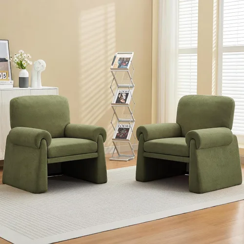 Vista 12 de Silla decorativa de gran tamaño, cómodas sillas de sala de estar, sofá individual con cojín grueso y reposabrazos, sillón tapizado para sala de Beige