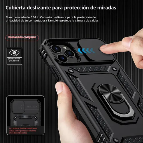 Vista 3 de Funda para iPhone 11 Pro con cubierta para lente de cámara, protector de pantalla HD, protección contra caídas de grado militar de 10 pies, soporte