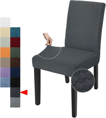 Vista 30 de YEMYHOM Funda elástica para silla con respaldo de 1 pieza con diseño jacquard más reciente, funda para silla con respaldo antideslizante, protector