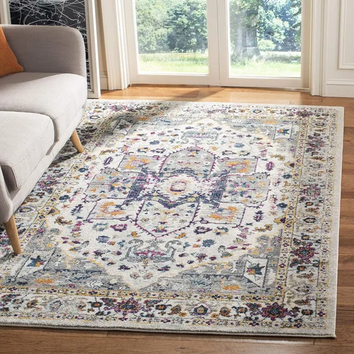 Vista 17 de SAFAVIEH Evoke Collection EVK275C Medallón oriental envejecido, no desprende pelusa, 2'2" x 4', color azul/naranja, alfombra de acento para sala
