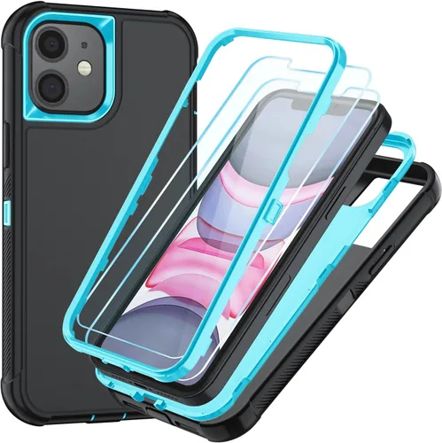 Vista 58 de SunStory Funda compatible con iPhone 11 con protector de pantalla HD, 3 capas de alta resistencia de cuerpo completo, funda protectora híbrida 3