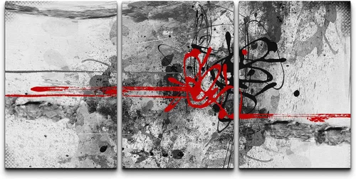 Vista 85 de wall26 Lienzo enmarcado para pared, juego de arte con trazos de pintura roja y naranja vibrante, paisaje, formas abstractas, ilustraciones, arte