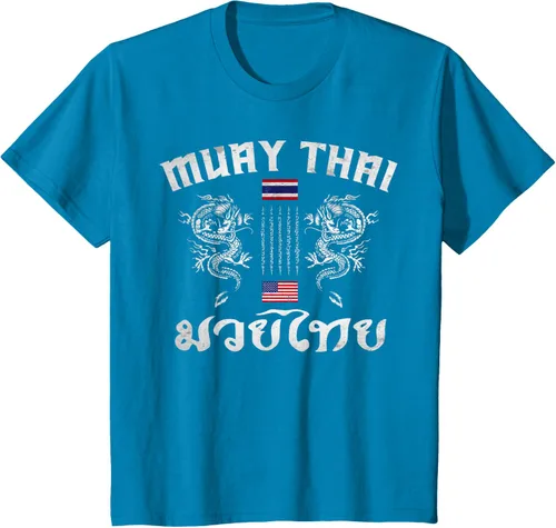 Vista 53 de Camiseta de equipo de entrenamiento de boxeo Muay Thai con bandera estadounidense de Tailandia, Negro, S