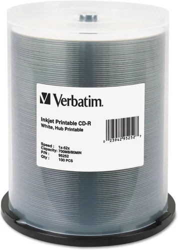 Vista 9 de Verbatim CD-R 700MB 52X Disco de Medios Grabables Imprimible con Inyección de Tinta Blanca en Hub - 100 Spindle, (Paquete de 4)