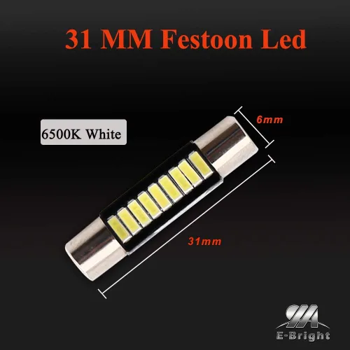 Vista 6 de YM E-Bright Espejo LED 6641 Blanco 4014 9-SMD 12V Festoon Dome Light Bombillas LED (paquete de 10) (1.220 in)
