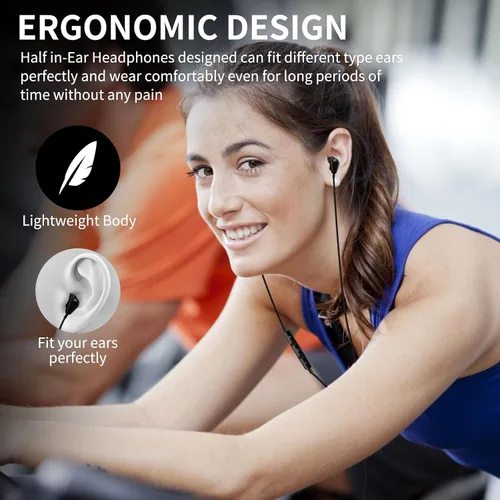 Vista 4 de Jelanry Auriculares de 0.1 in con micrófono con cable para computadora Negro