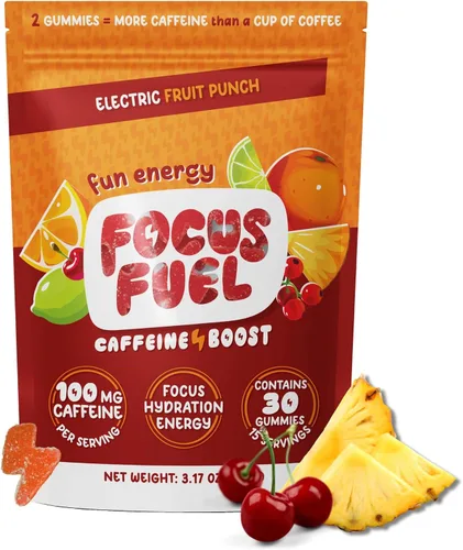 Vista 15 de FocusFuel Energy Chews - Sabor a sandía (15 porciones) - 100 mg de cafeína + L-teanina + B12, magnesio - Impulso de energía totalmente natural - Sin