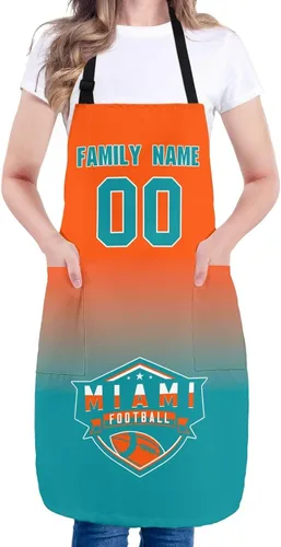 Vista 29 de Delantal personalizado con nombres y números personalizados, regalo para mamá y esposa, fanáticos, mujeres, cocina de cocina