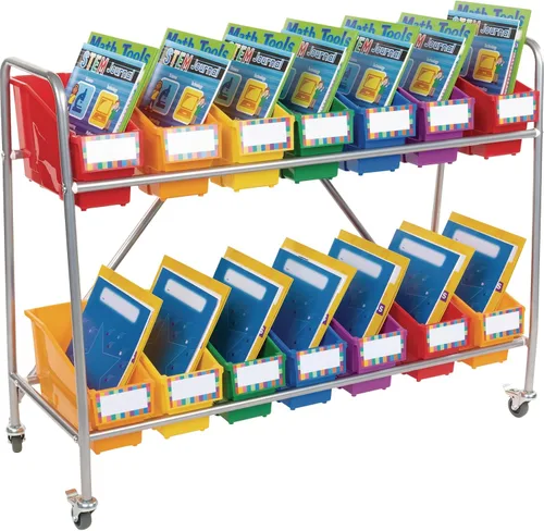 Vista 6 de Really Good Stuff Soportes para libros y carpetas antivuelco con alas estabilizadoras, 5½" por 13½" por 7¾" - Juego de 6, Organización de aula