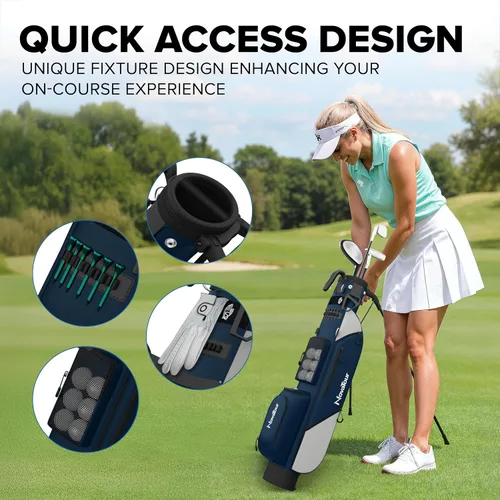 Vista 6 de Bolsa de golf ultraligera Premium Par 3 con doble correa, 6 bolsillos con cremallera para campos ejecutivos y par 3