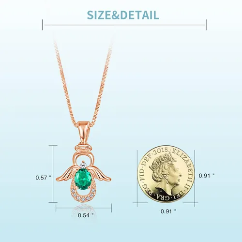 Vista 2 de SKA Women Angel Pendant Necklace with Birthstone Zirconia,Women Jewelry Anniversary Birthday Gift for Wife Mom Girls Couple, Daily Wear Necklaces