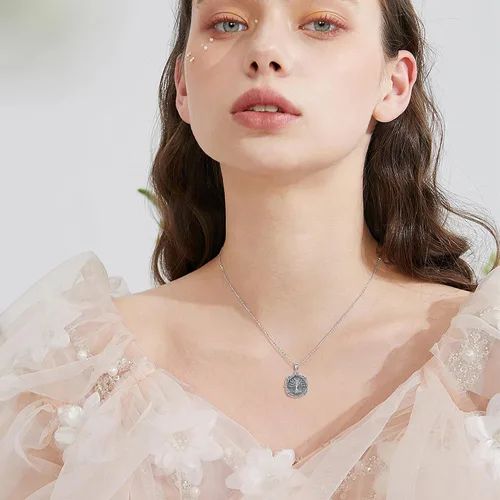 Vista 2 de YAFEINI Collar con colgante de árbol de la vida de plata de ley 925 para mujer, collar de árbol de la vida, joyería para madre, esposa, hija, novia