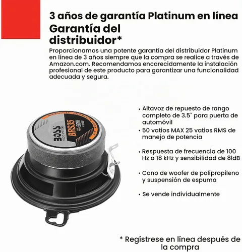 Vista 2 de BOSS Audio Systems BRS35 - Altavoz de reemplazo para puerta de coche de 3.5 pulgadas, 50 vatios máximo, se vende individualmente