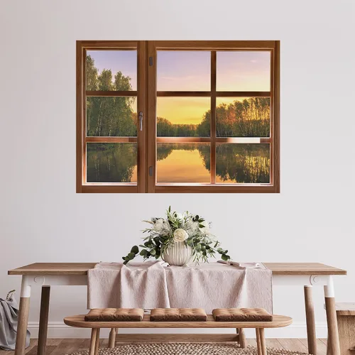 Vista 34 de SIGNWIN Adhesivo de pared removible/mural de pared para ventana, vegetación exuberante y árboles iluminados por el sol, fotografía, realismo