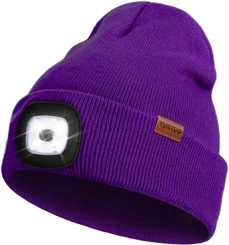 Vista 40 de Gorro LED con la luz, unisex, linterna frontal recargable por USB, gorro de punto de invierno, regalos para hombres, papá, esposo, él Azul Oscuro