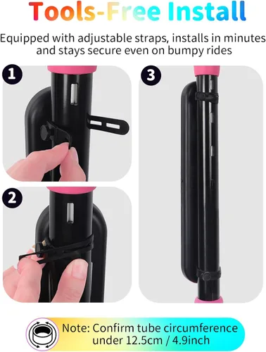 Vista 5 de BELEEV Marco de luz LED para montar de noche, 11 efectos intermitentes, funciona con pilas, se adapta a bicicletas, scooters eléctricos, accesorio