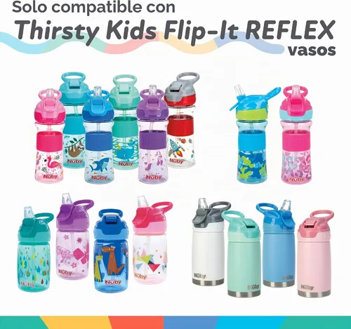 Vista 4 de Nuby Thirsty Kids Reflex Flip-it Kit de repuesto - Paquete de 2