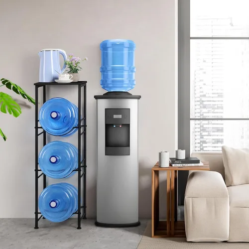 Vista 6 de OYEAL Soporte para Jarra de Agua de 5 Galones Organizador de Botellas de Agua con Estante, Estante de Almacenamiento de Botellas de Agua de Servicio