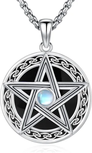 Vista 25 de Joyería Mágica para Mujeres y Hombres Nudo de Bruja Plata 925 Original Collar de Nudo de Bruja Tetragrammaton Hecate Collar Lilith Collar Pentagrama