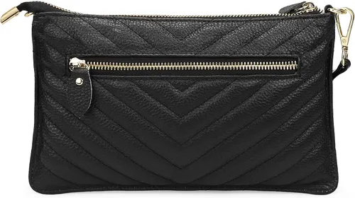 Vista 4 de Uromee Cartera de mano para mujer, de piel auténtica, con cadena de hombro desmontable
