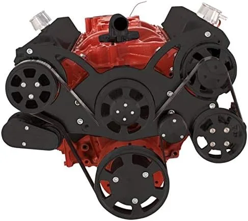 Vista 3 de Sistema de serpentina Chevy de bloque pequeño negro, todo incluido