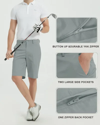 Vista 5 de Lesmart Pantalones cortos de golf para hombre, elásticos, de secado rápido, ajuste relajado, con rendimiento técnico