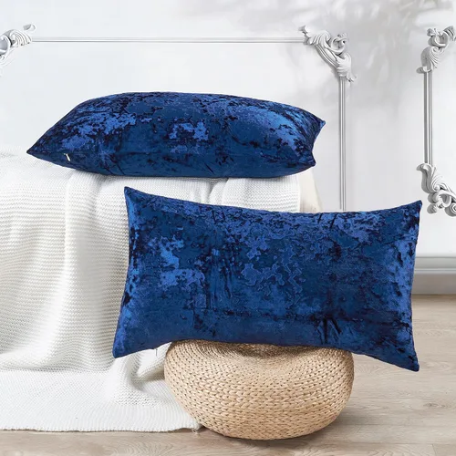 Vista 21 de Juego de 2 fundas de almohada lumbares decorativas de terciopelo abstracto de 14 x 26 pulgadas, fundas de almohada rectangulares de lujo suaves