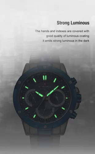 Vista 5 de NAVIFORCE Relojes deportivos para hombre, de acero completo, reloj de cuarzo para hombre, fecha, semana, resistente al agua, reloj militar
